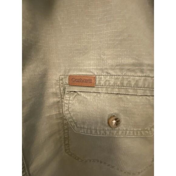Carhartt Mens Green Shirt Sz M Short Sleeve Cotton Pockets Logo Heavy Rugged - Picture 5 of 5